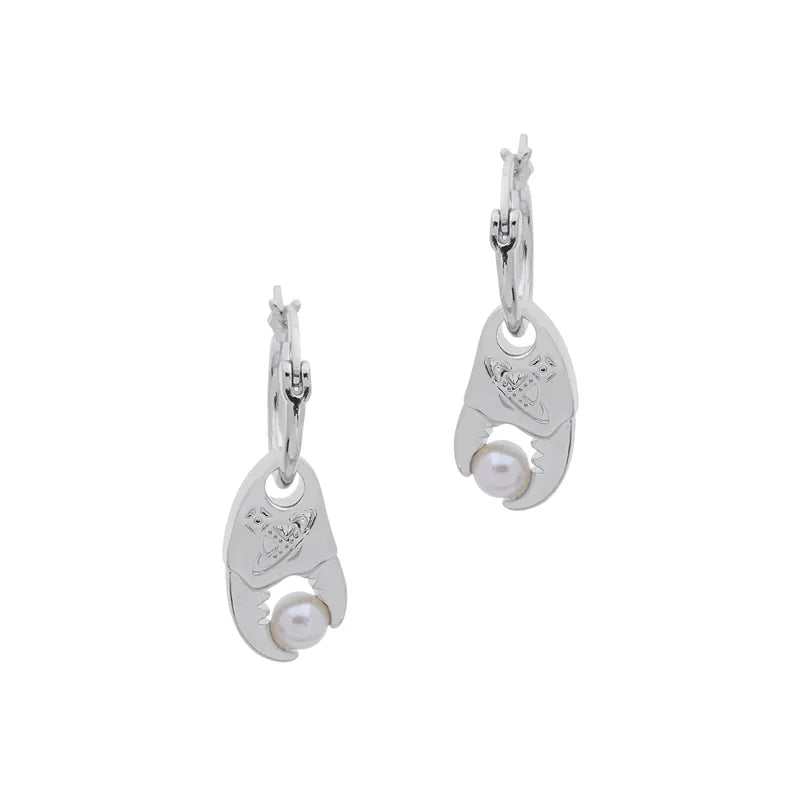 Orb Claw Drop Hoop Earrings