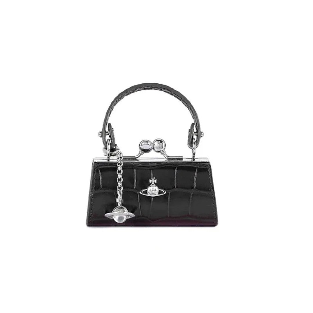 Mini Frame Croc-Textured Bag