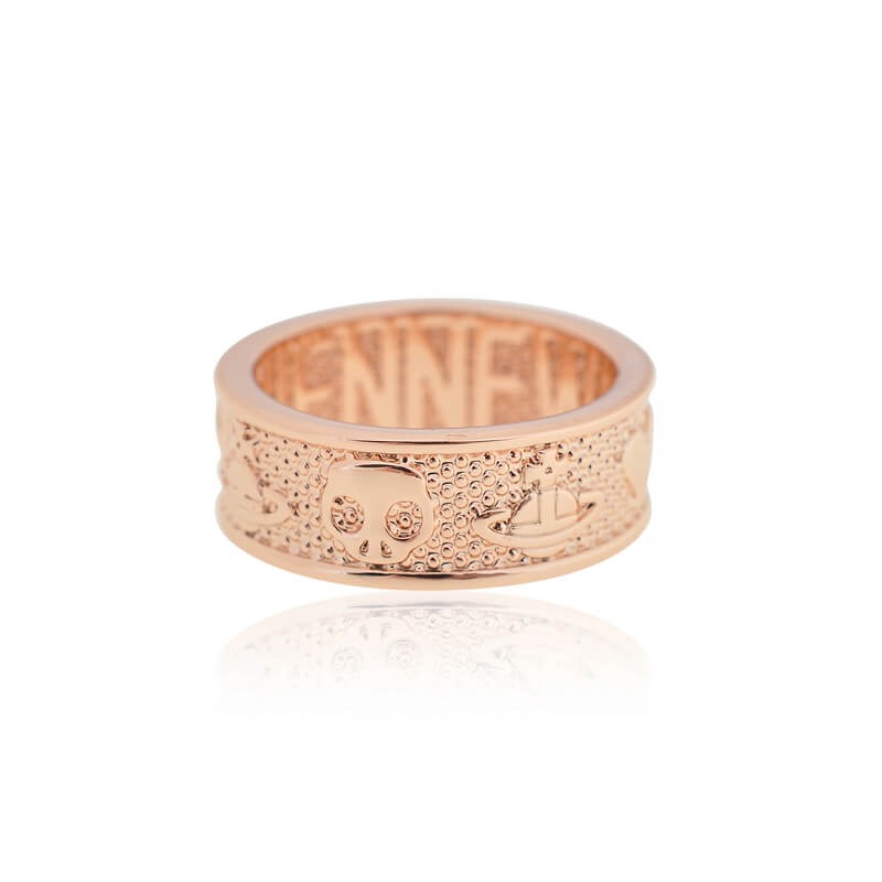 Wide Sided Skull Heart Ring (with box)