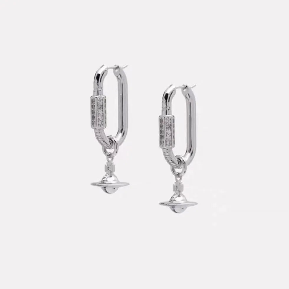 Geometric Link Orb Drop Earrings