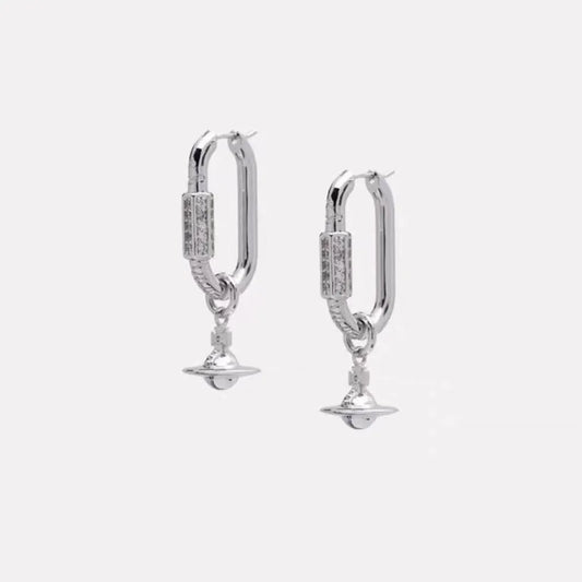 Geometric Link Orb Drop Earrings
