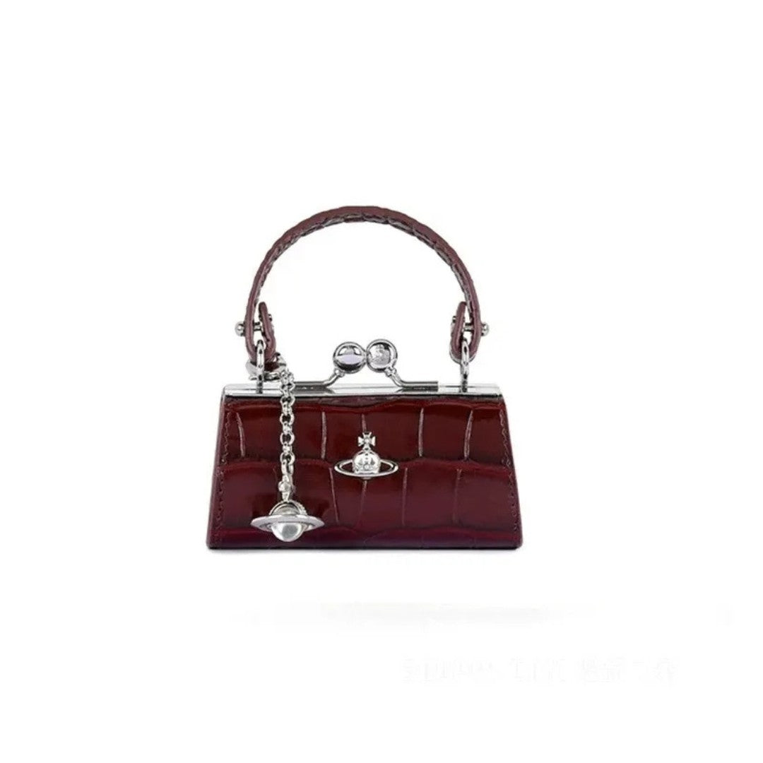 Mini Frame Croc-Textured Bag