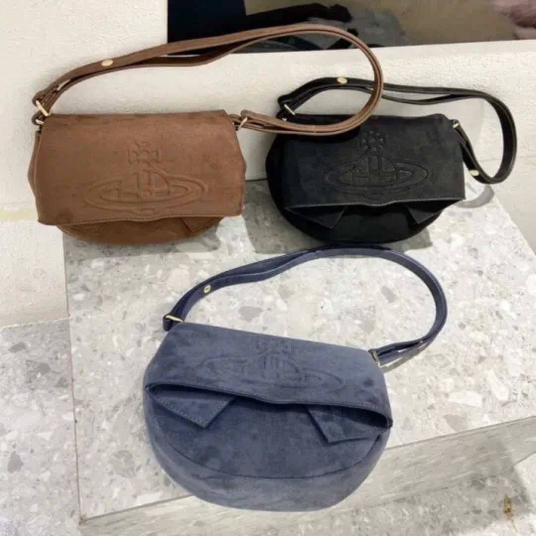 Minimal Saturn Embossed Shoulder Bag