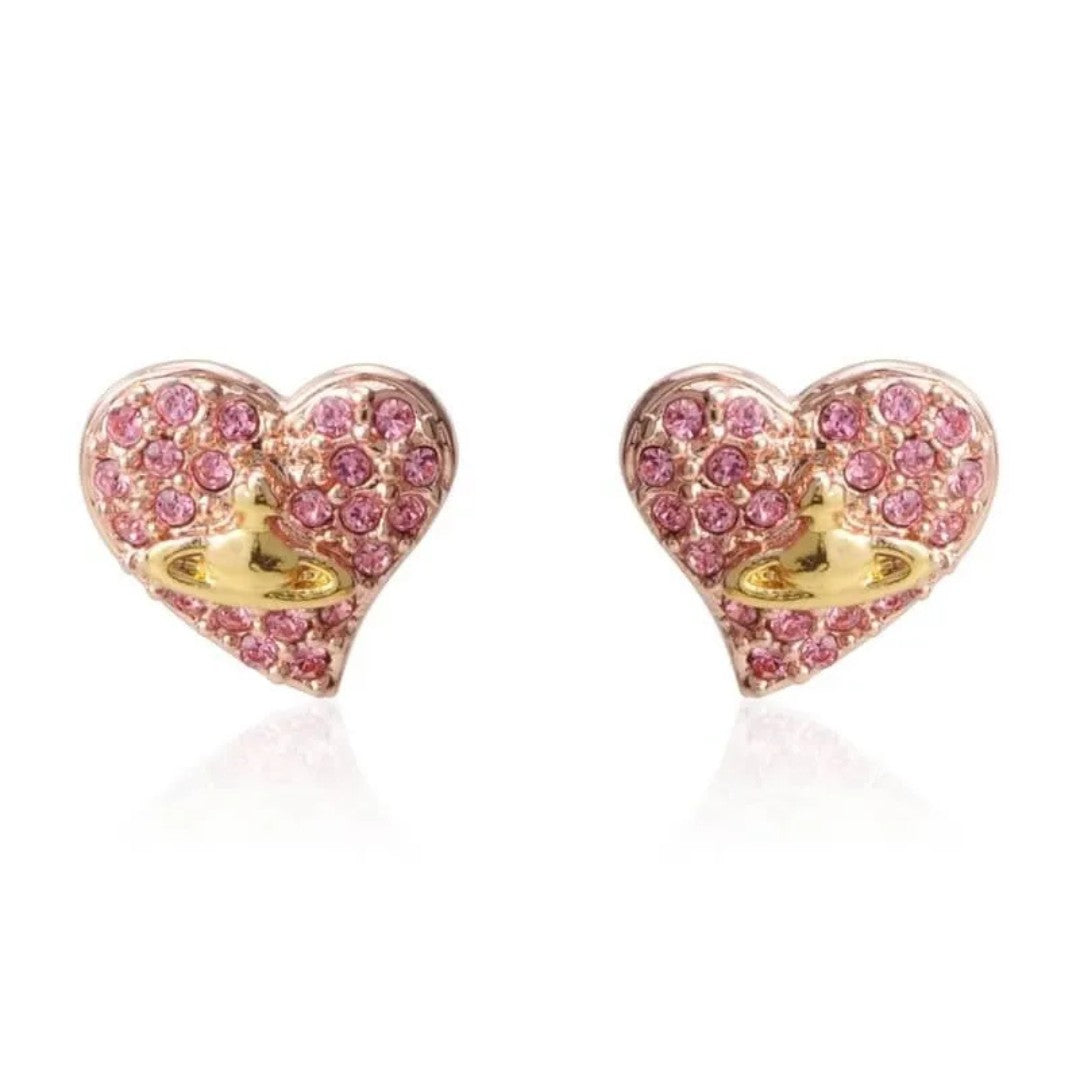 Full Diamonds Heart Saturn Earrings