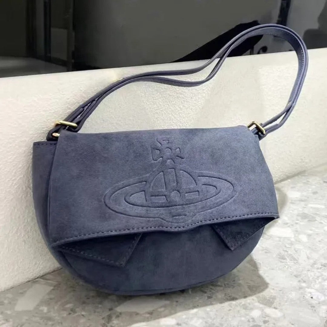 Minimal Saturn Embossed Shoulder Bag