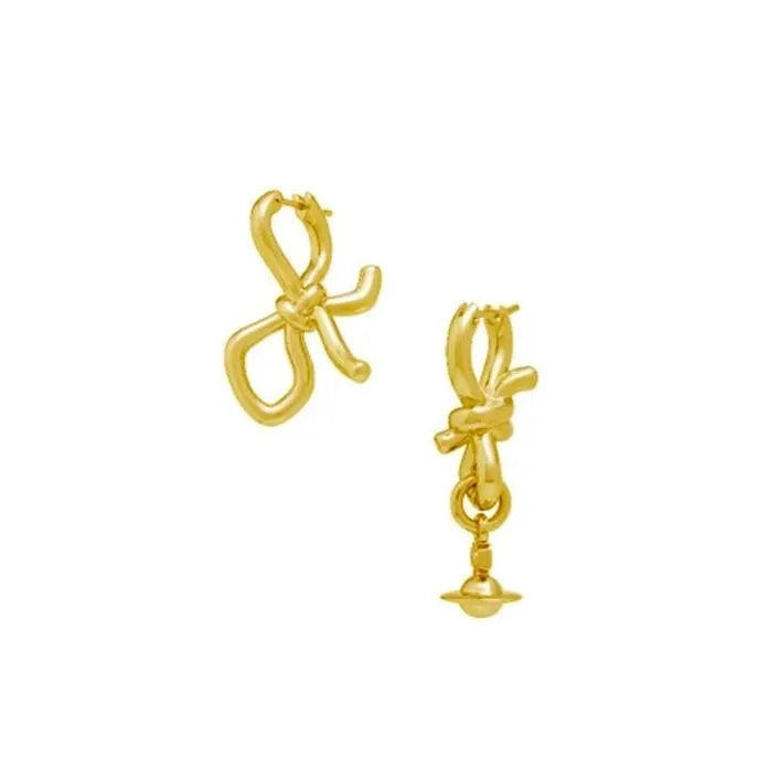 Knotted Ribbon Orb Mismatch Earrings