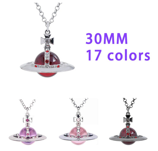 30MM ORB Classic Saturn Pendant Necklace (with box)