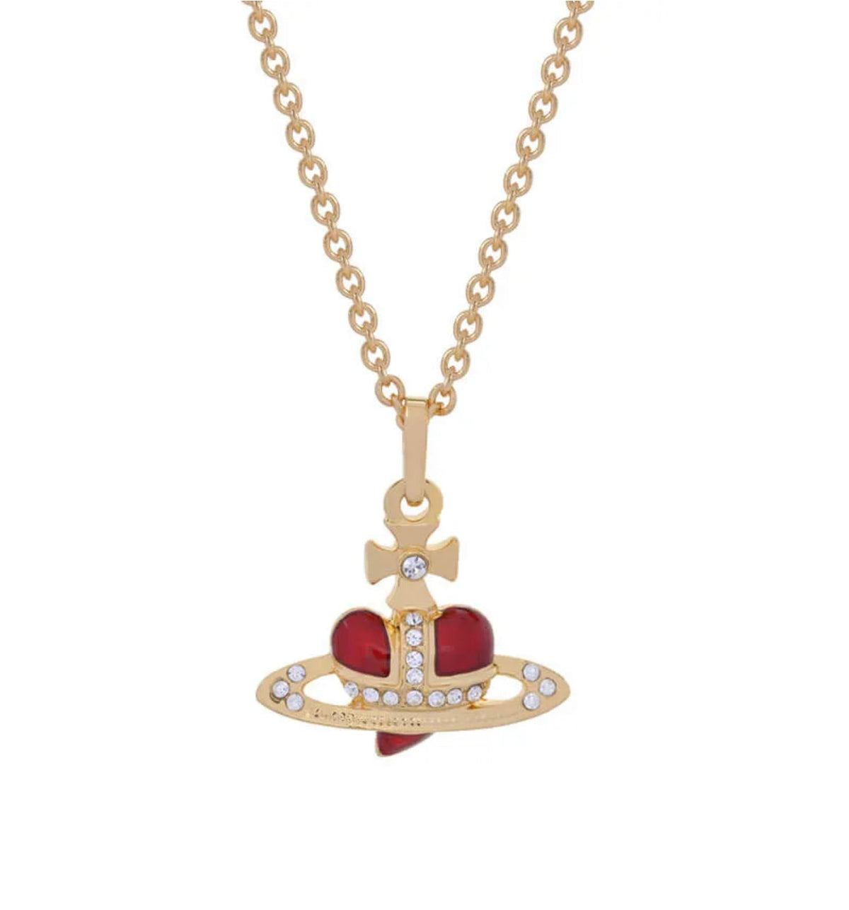 Red & Gold heart necklace (with box)