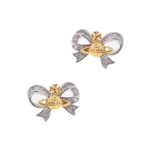 Threaded Bow Saturn Drop Earrings