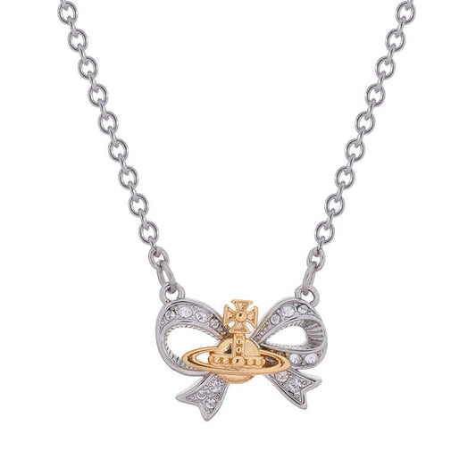 Threaded Bow Saturn Necklace (with box)