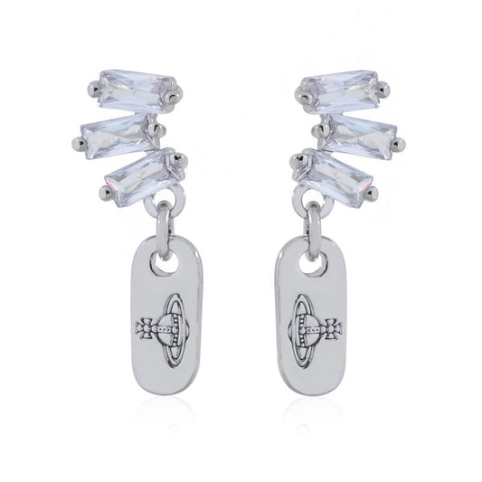 Square Zirconia Tag Earrings (with box)