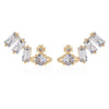 Square Zirconia Side Saturn Earrings (with box)