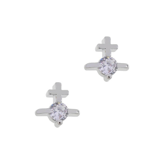 HORTENSE Line Cross Solitaire Earrings (with box)