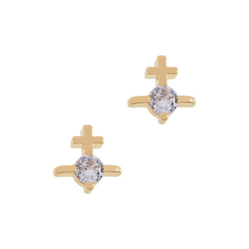 HORTENSE Line Cross Solitaire Earrings (with box)