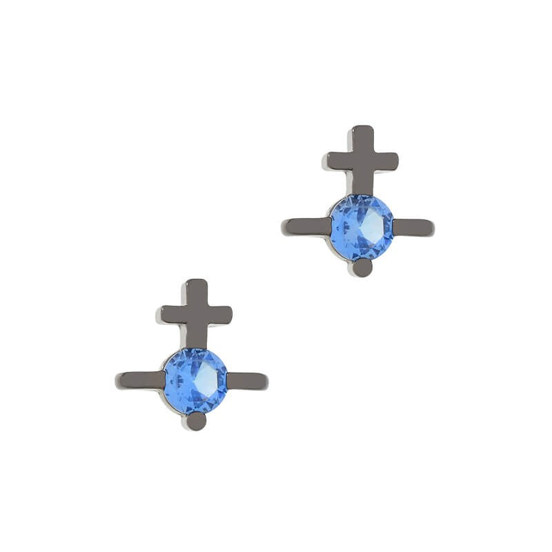 HORTENSE Line Cross Solitaire Earrings (with box)