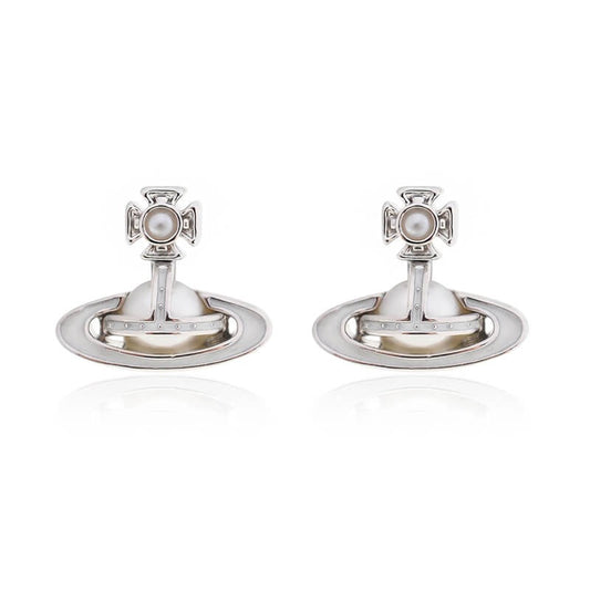 SIMONETTA Lacquered Raised Half-face Pearl Earrings (with box)