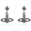 Classic Full Diamond Long Saturn Earrings (with box)