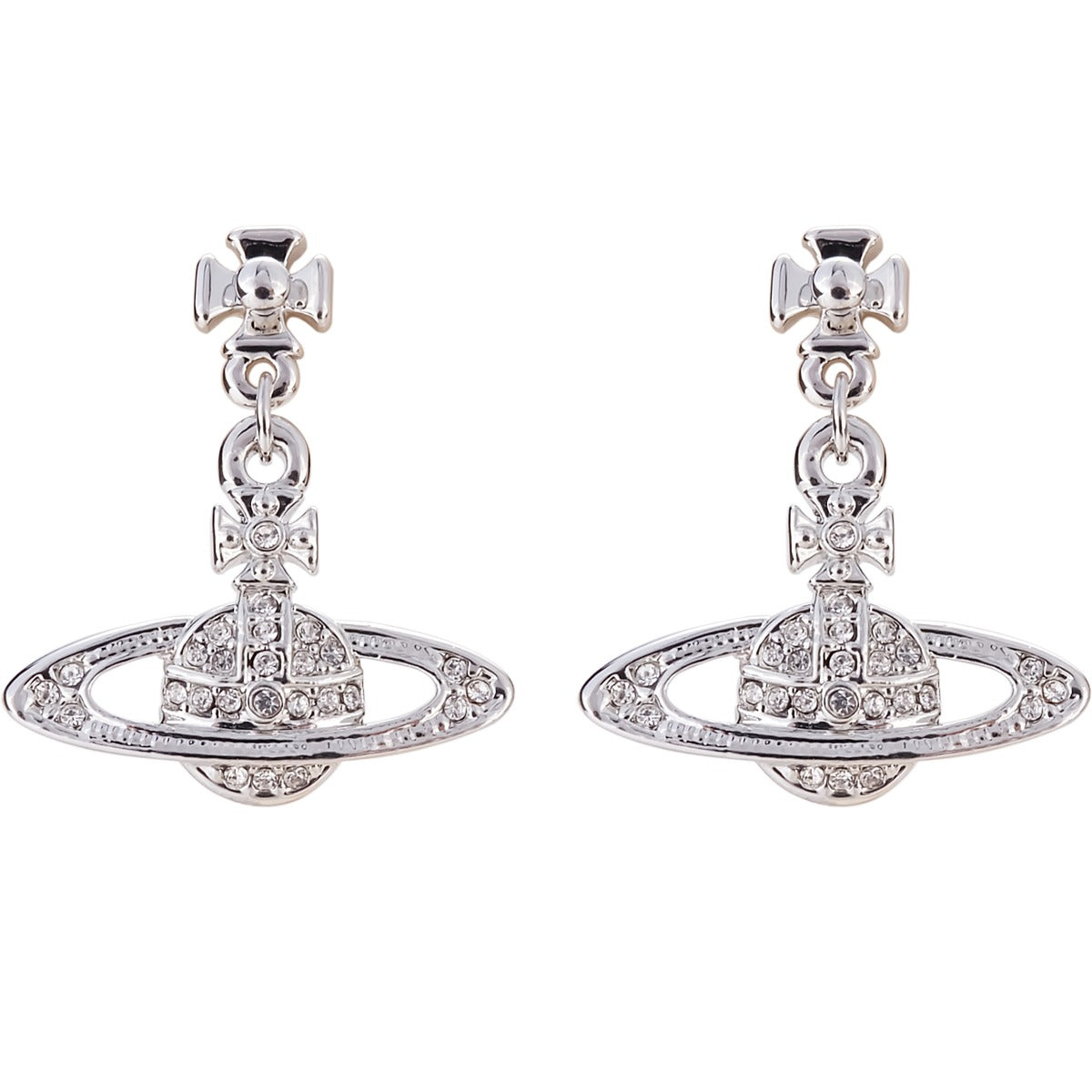 Classic Full Diamond Long Saturn Earrings (with box)