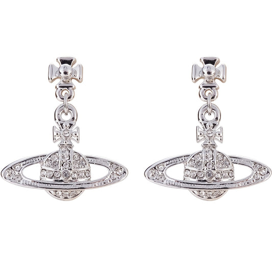 Classic Full Diamond Long Saturn Earrings (with box)