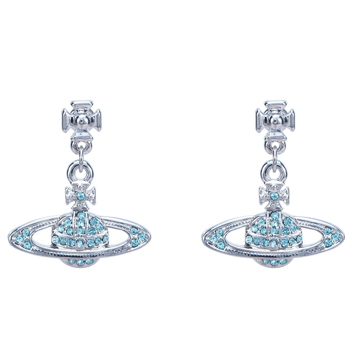 Classic Full Diamond Long Saturn Earrings (with box)