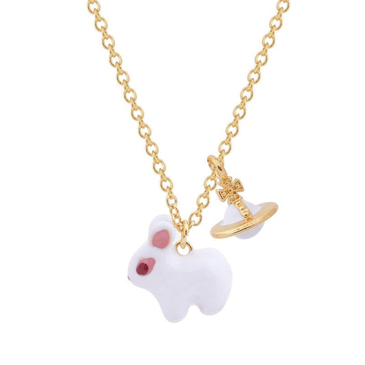 White Rabbit Saturn Necklace (with box)