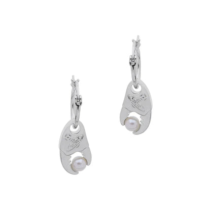Orb Claw Drop Hoop Earrings