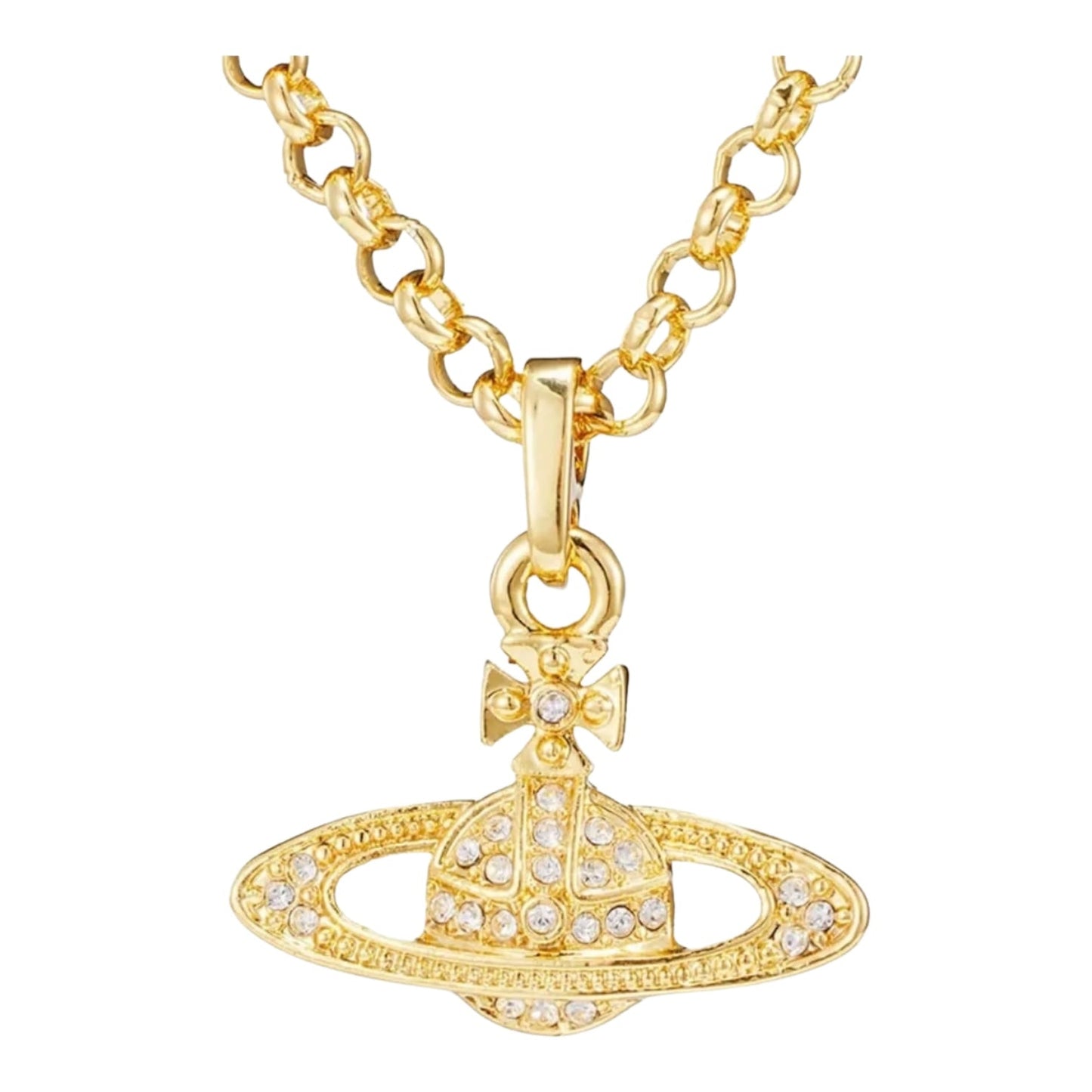 Classic Full Diamond Saturn Necklace