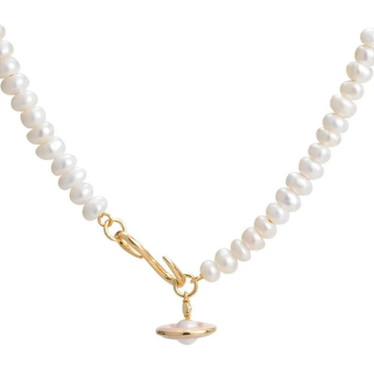 Pink Saturn Broken Pearl Necklace