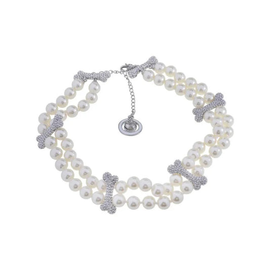 FAUSTINE Double Pearl Bone Choker
