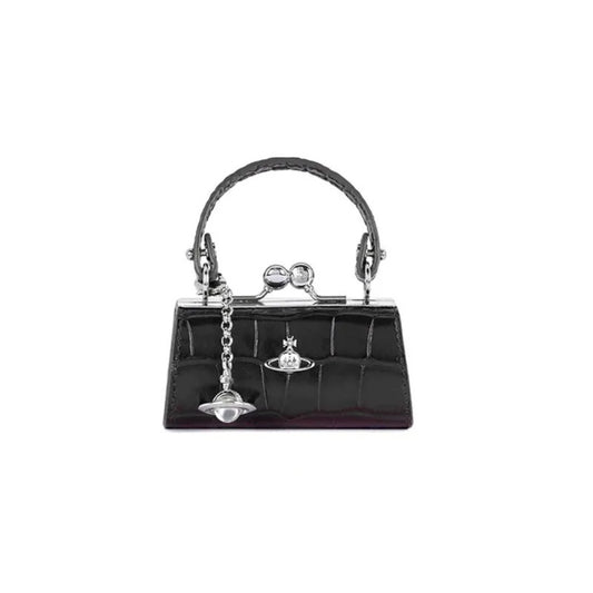 Mini Frame Croc-Textured Bag