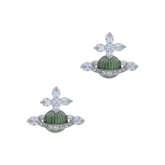 MIREILLE Lacqued Striped Saturn Earrings