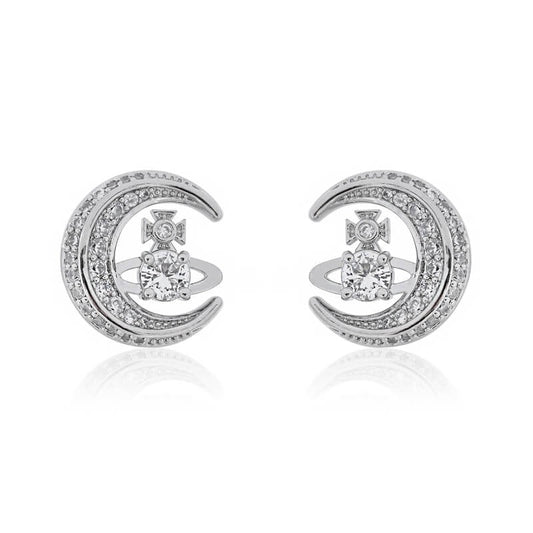 Moon Diamond Saturn Earrings (with box)