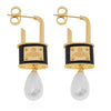 Saturn Lock Pearl Earrings (with box)