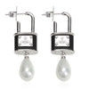 Saturn Lock Pearl Earrings (with box)