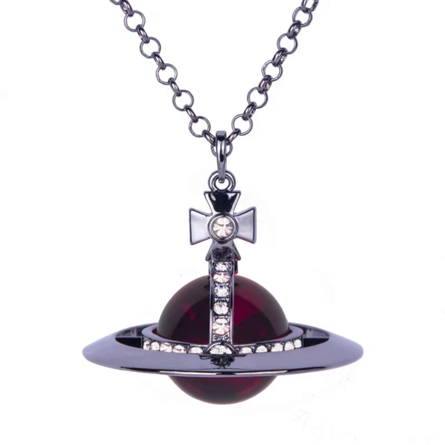 6mm/10mm/20mm/30mm ORB Classic Saturn Pendant Necklace Black Grape Purple (with box)