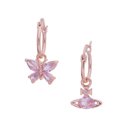 Butterfly & Orb Mismatched Charm Hoop Earrings