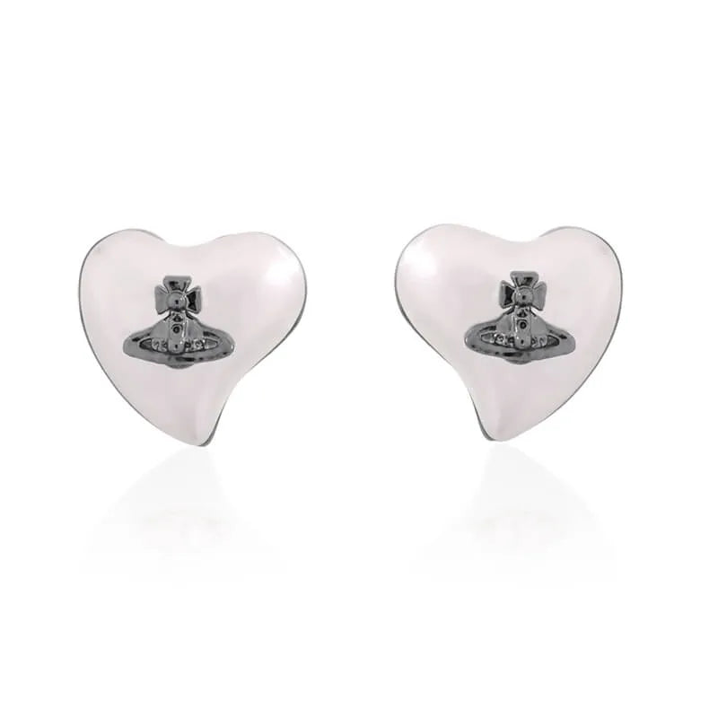 Mini Heart Orb Stud Earrings