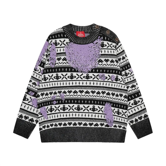 Distressed Pattern Knit Sweater