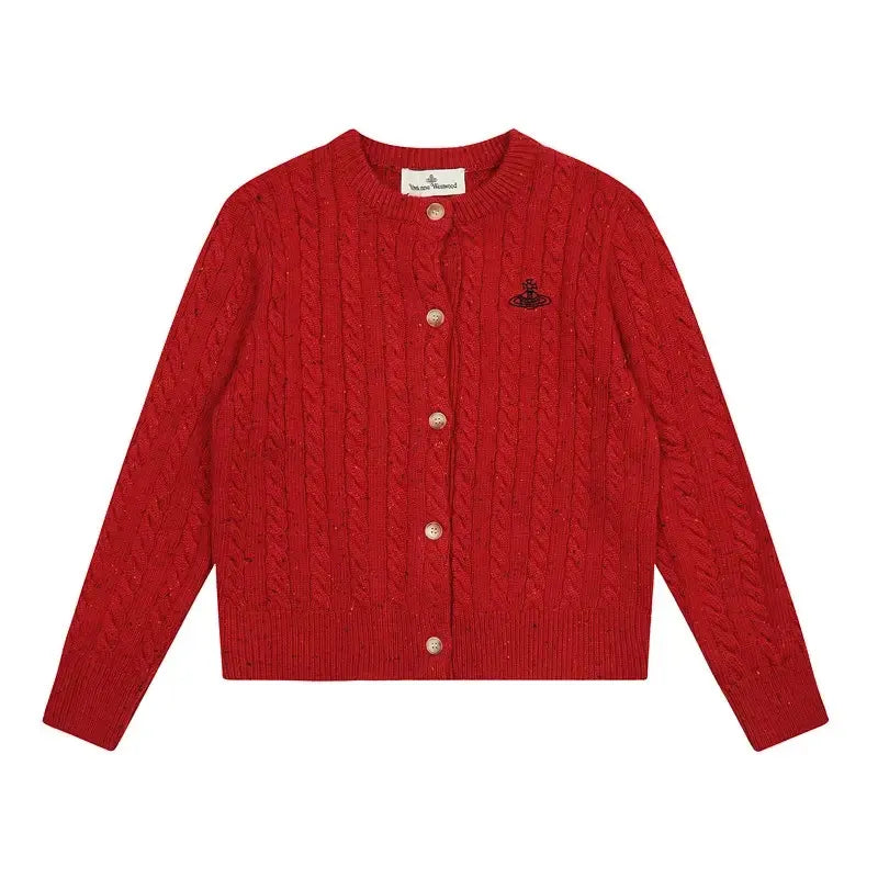 Cable Knit Button-Up Cardigan