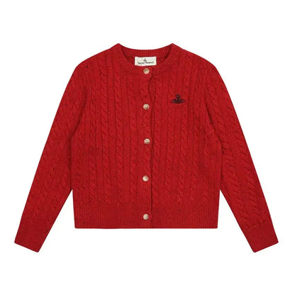 Cable Knit Button-Up Cardigan