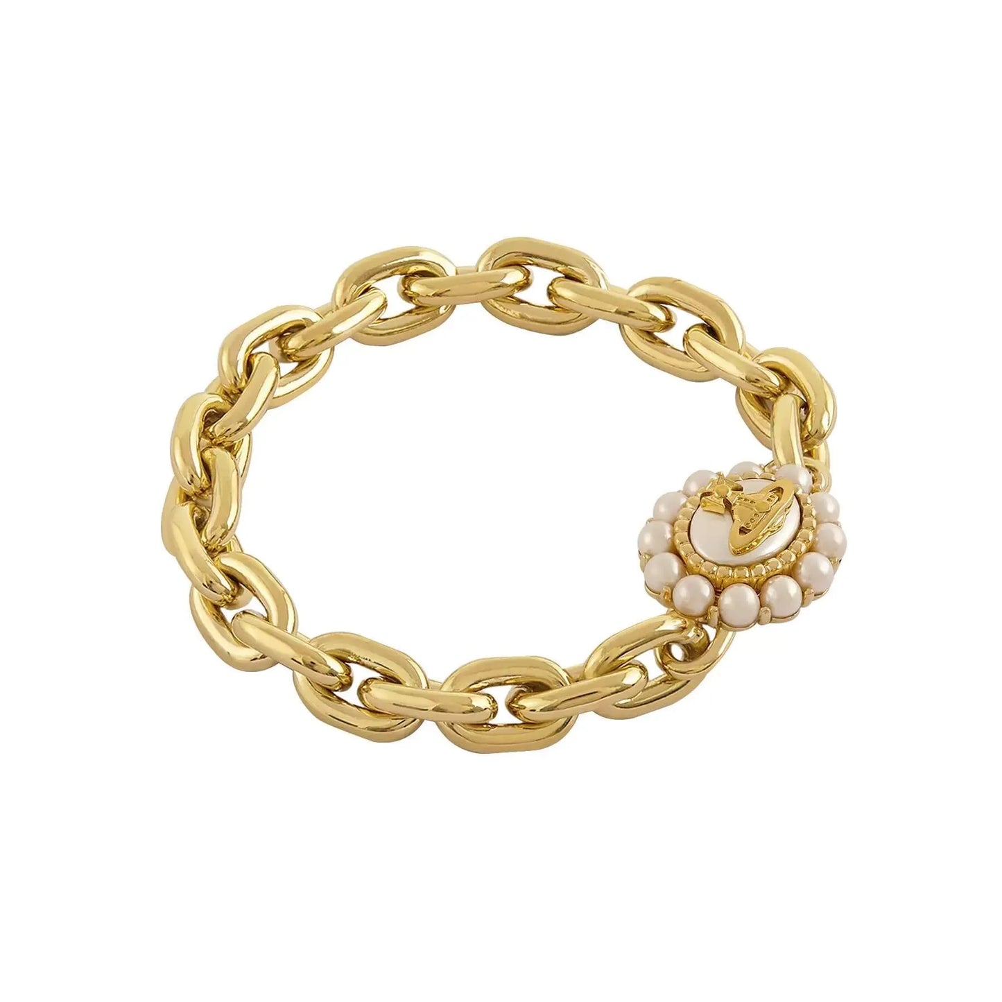 Chunky Pearl Emblem Link Bracelet (with Box)