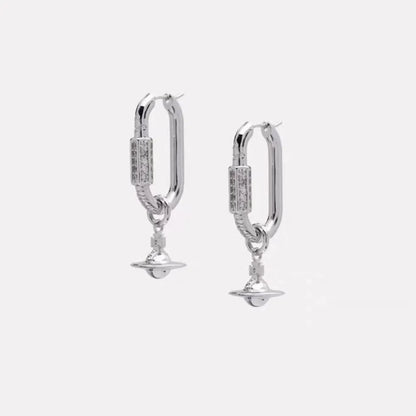Geometric Link Orb Drop Earrings