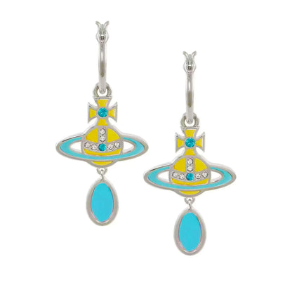 Gemstone Drop Orb Earrings