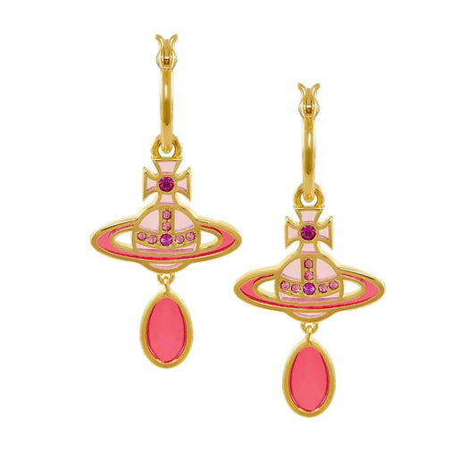 Gemstone Drop Orb Earrings