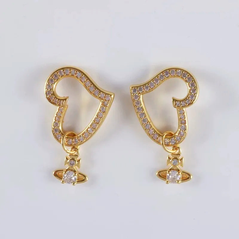 Heart Frame Orb Drop Earrings
