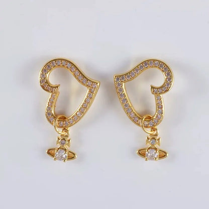 Heart Frame Orb Drop Earrings