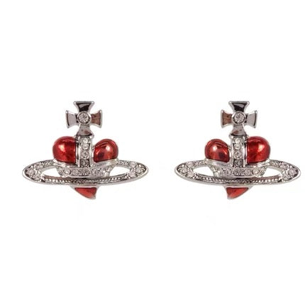 red heart earrings (with box)