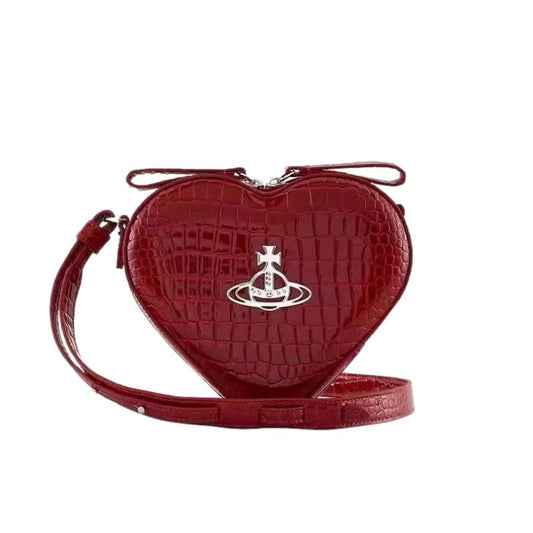 Leather snake skin heart bag (with dust bag)