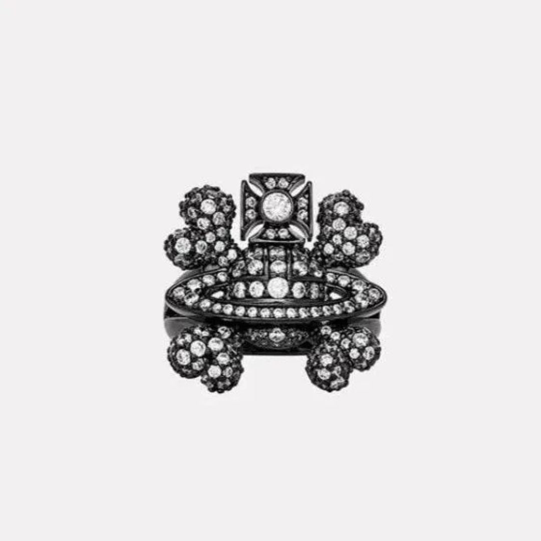 Crystalline Orb Flower Cluster Ring