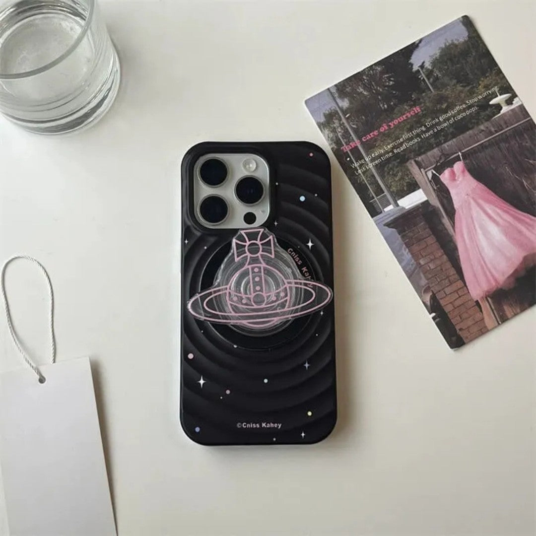 Black 3D Saturn Phone Case